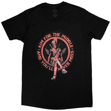 Marvel Comics Unisex T-Shirt: Deadpool Aim Middle (Black)