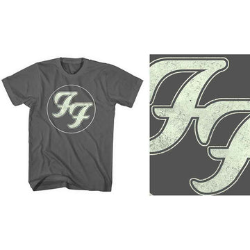 Foo Fighters Unisex T-Shirt: Gold FF Logo (Charcoal Grey)