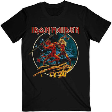 Iron Maiden Unisex T-Shirt: Number Of The Beast Run To The Hills Circular (Black)