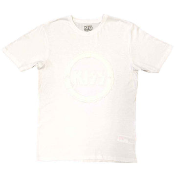 KISS Unisex T-Shirt: Buzzsaw Logo (White) (Hi-Build White-On-White)