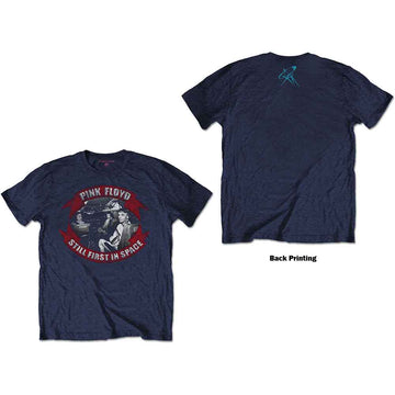Pink Floyd Unisex T-Shirt: First In Space Vignette (Navy Blue) (Back Print)