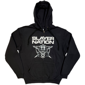 Slayer Unisex Zipped Hoodie: Slayer Nation (Black)